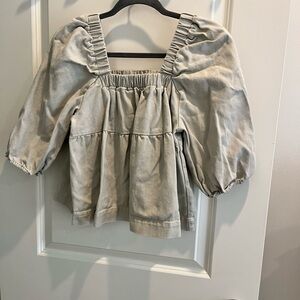 HM Khaki Puff Sleeve Blouse